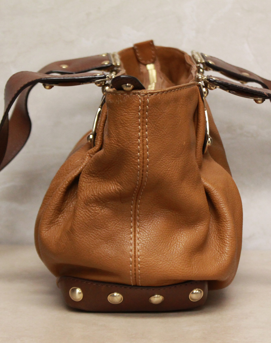 Michael Kors Studded Joplin Brown Leather Hobo Handbag (DM189) | eBay