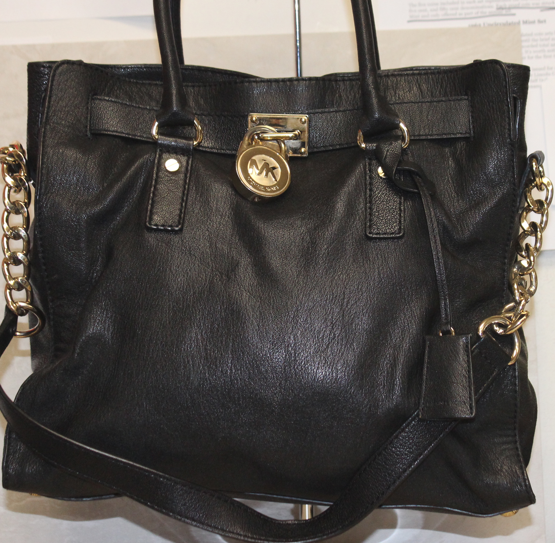 michael kors black leather hobo purse