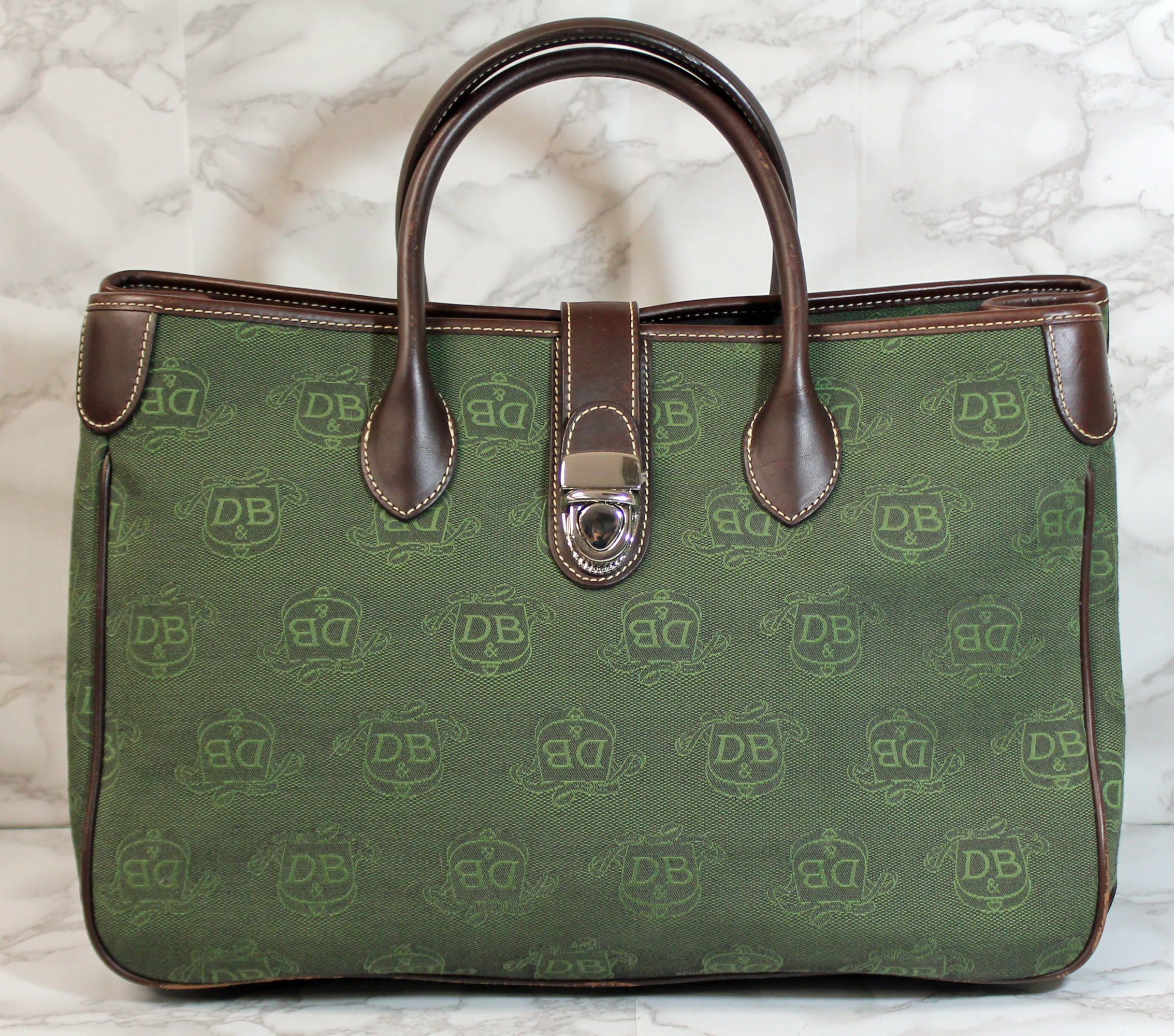 Dooney & Bourke Green Canvas Leather Tote Handbag (AP 458 ) | eBay