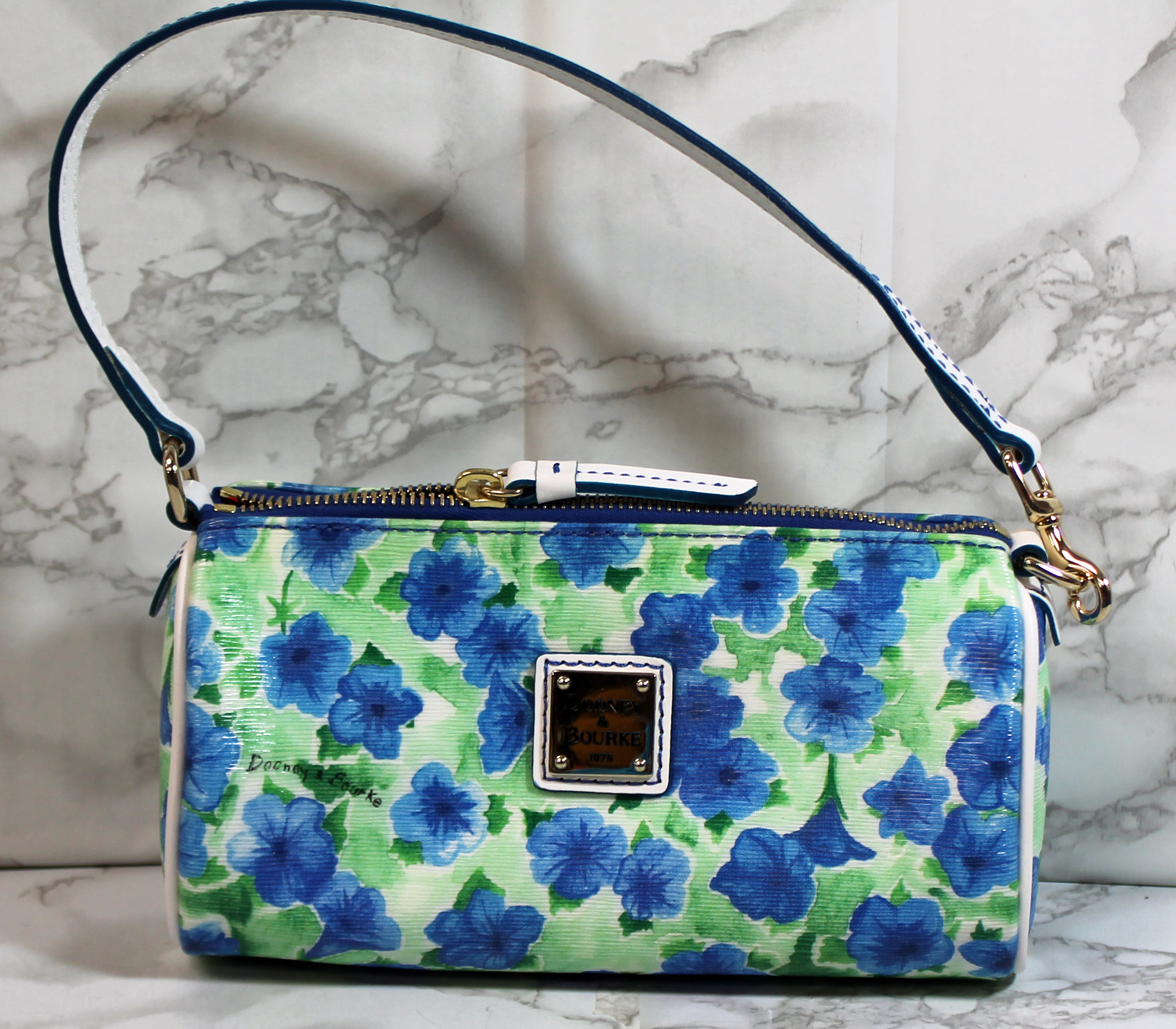 blue floral purse