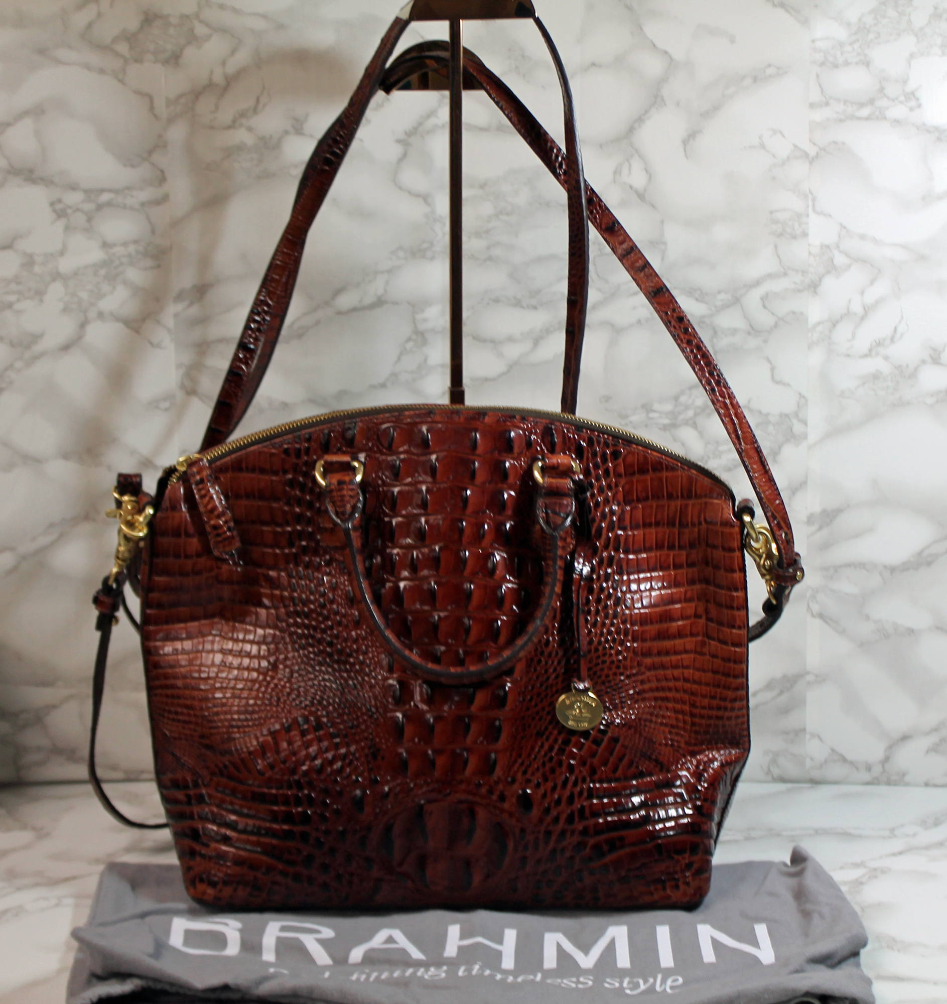 Brahmin Pecan Large Melbourne Leather Buxbury Handbag (AP 527 ) | eBay