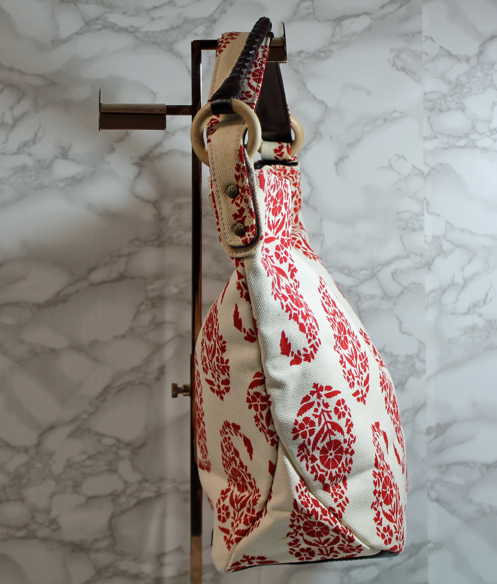 Stephanie Johnson White Red Canvas Hobo Tote Handbag (AP 558 ) | eBay
