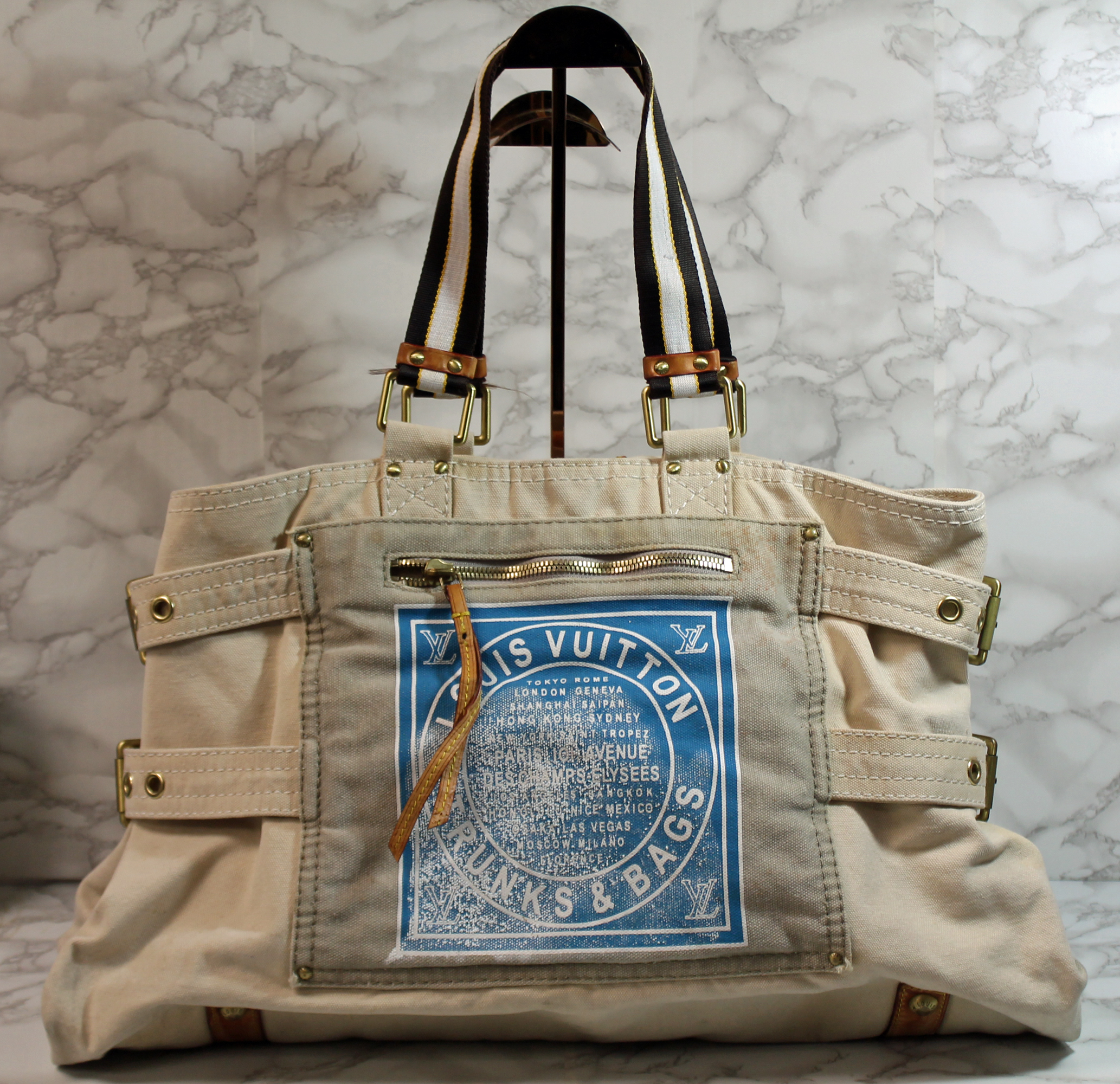 Louis Vuitton Cream Cruise Line Glove Shopper Tote Handbag (AP 609 ) | eBay