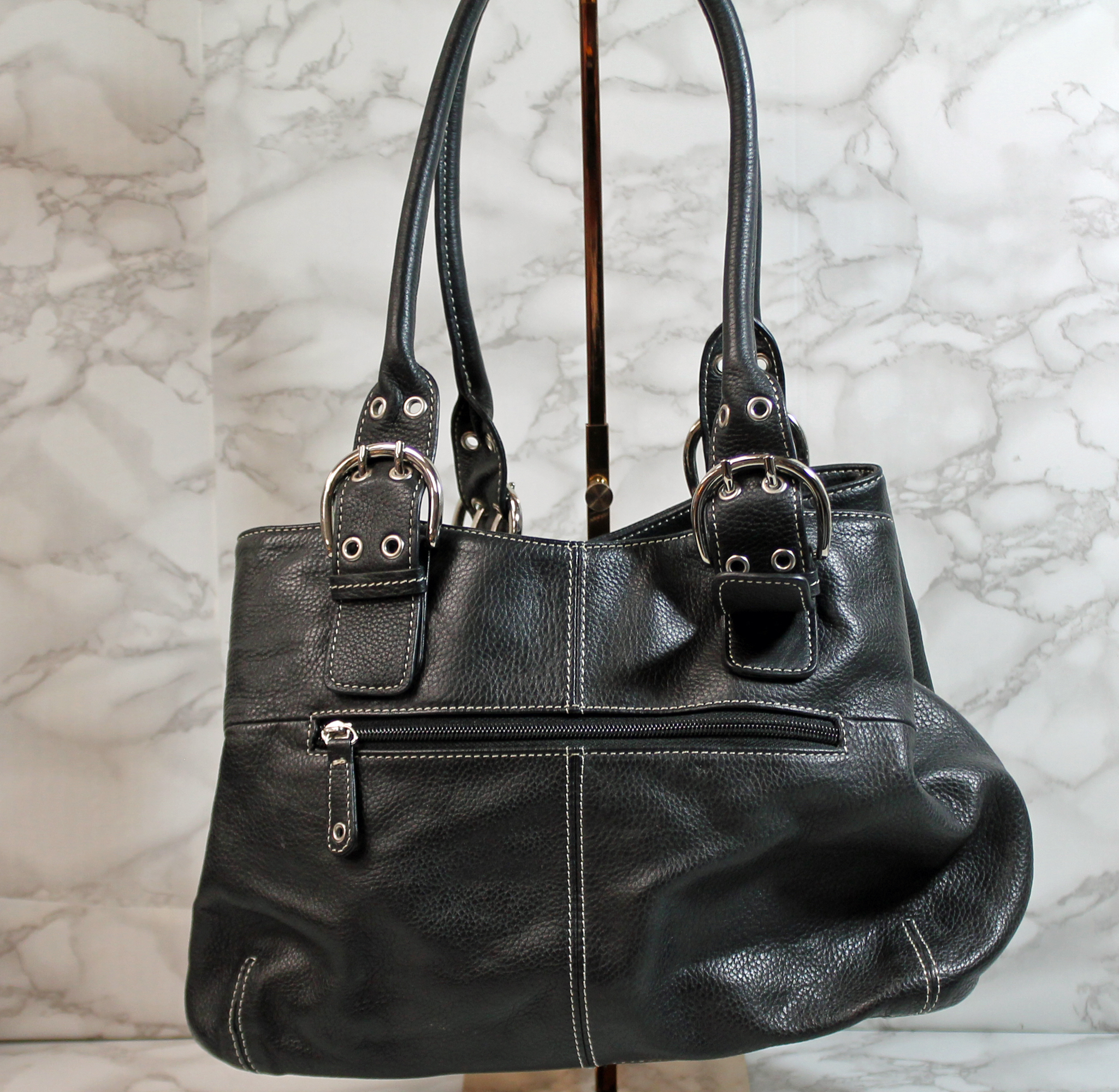 Tignanello Black Leather Shoulder Bag Handbag (AP 612 ) | eBay