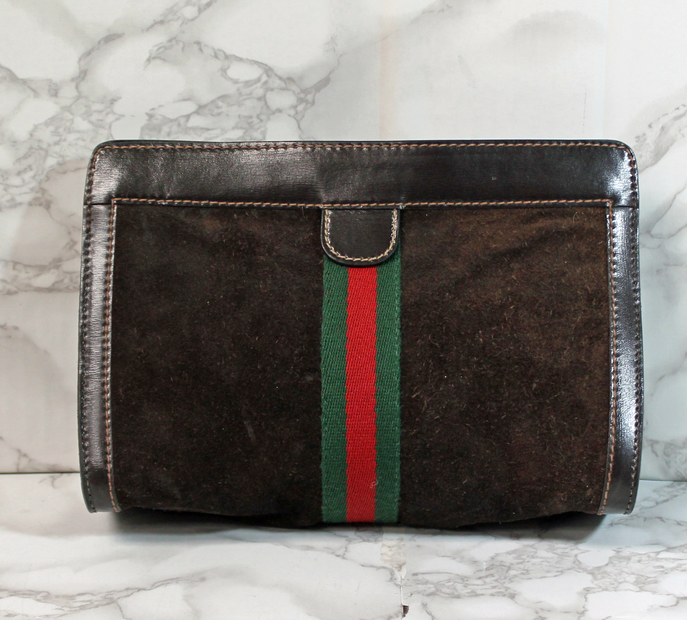 Gucci Brown Suede Clutch Pouch Handbag (AP 652 ) | eBay