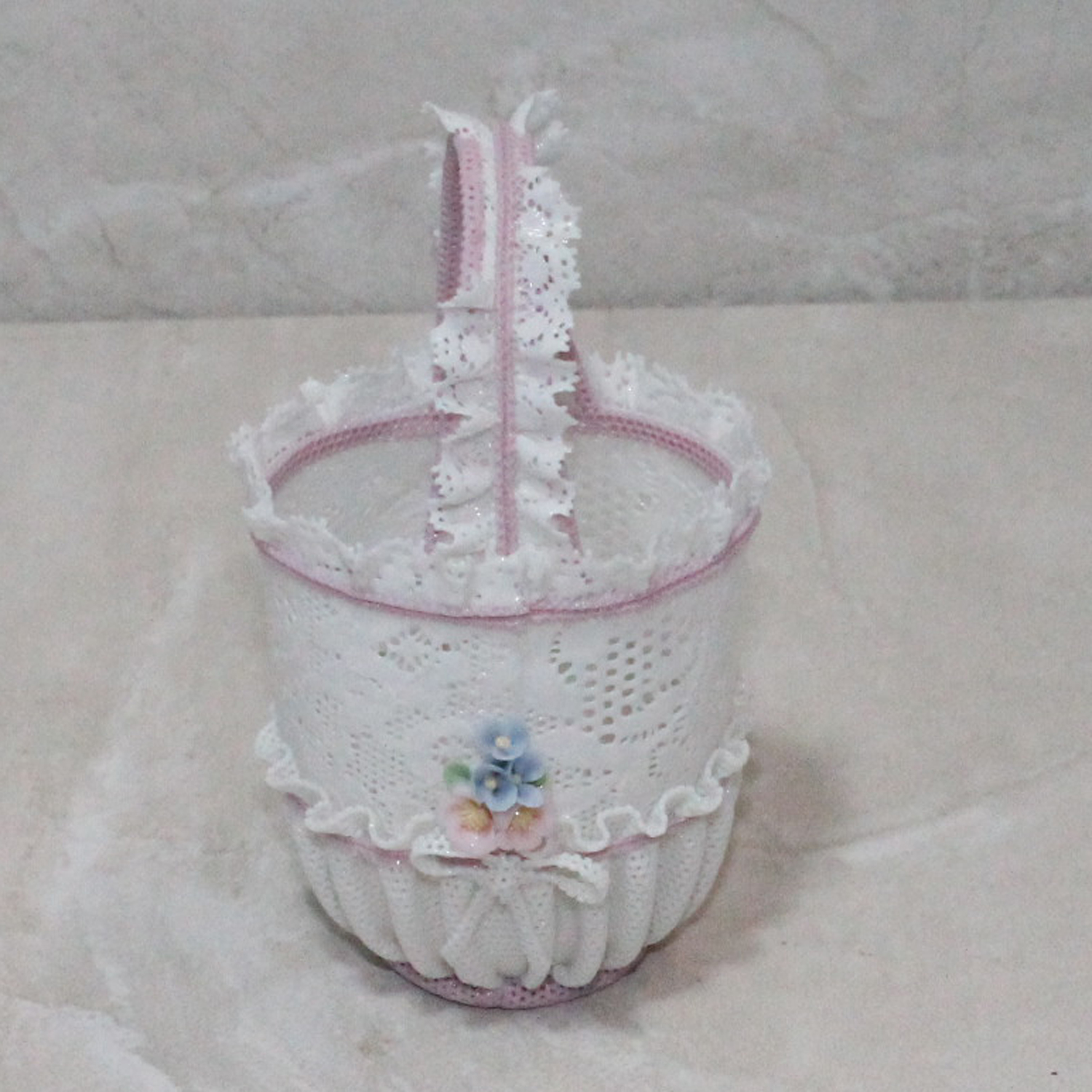 Cesta redonda Lladro 1557, SM con rosa TAL CUAL (BD 00200) - Imagen 4 de 5